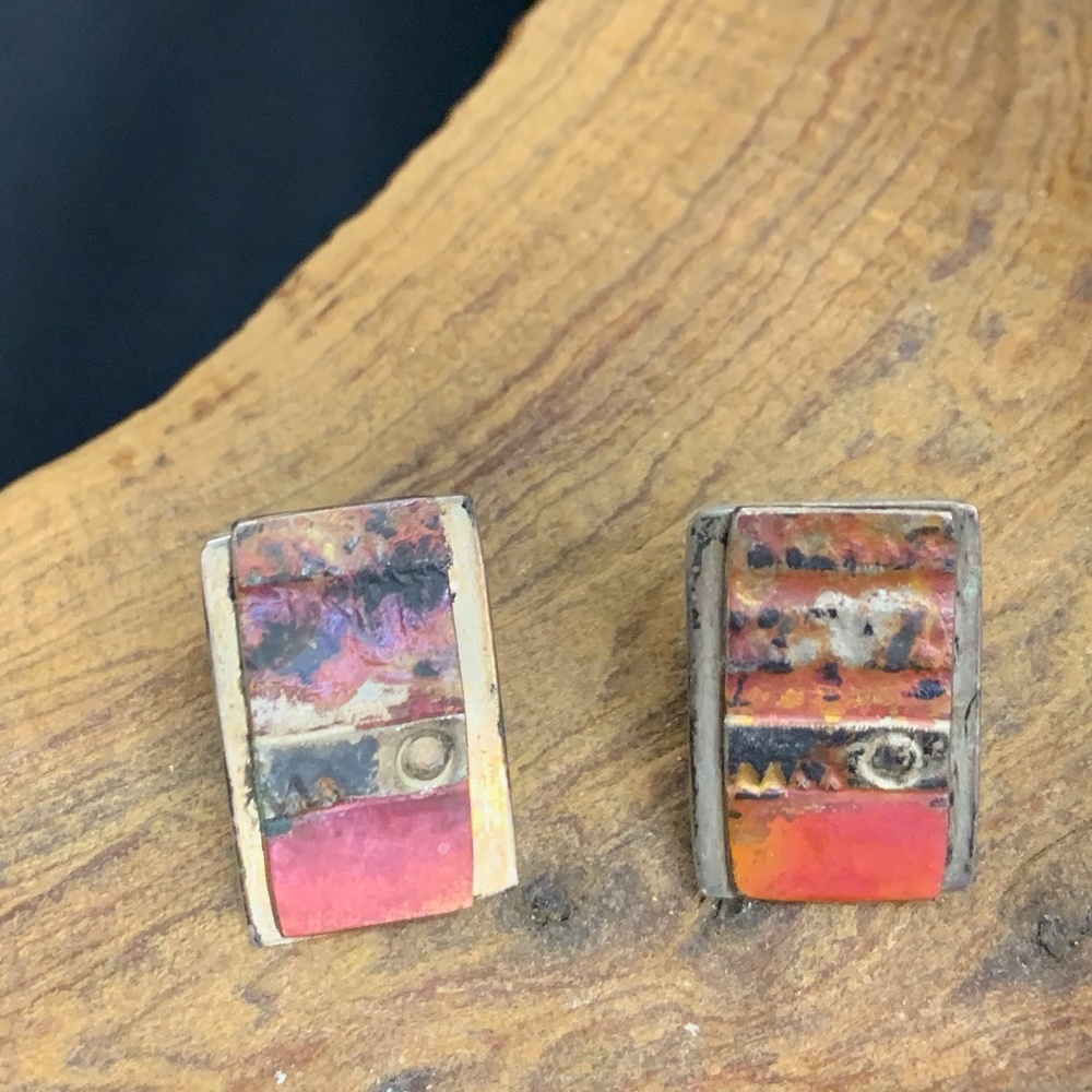 Patinated Silver Earring
